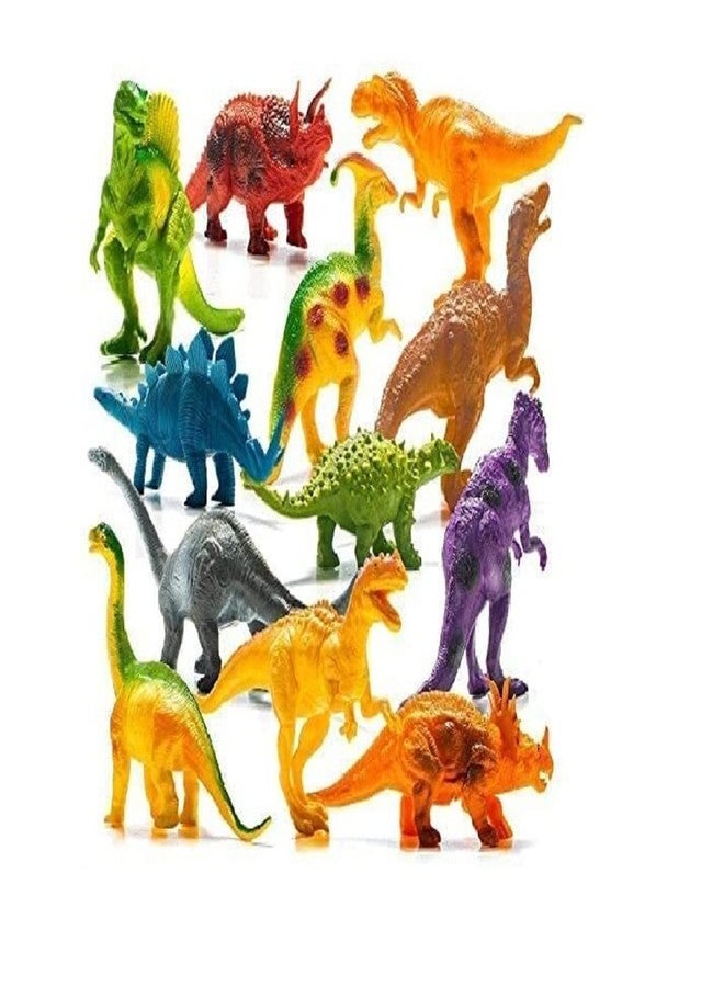 OANGO Dinosaur Rubber Play Toy Set 12 Pieces, Non-Toxic, Small/Medium Sized Wild Animal Figures for Kids Aged 1-5 - Image 1